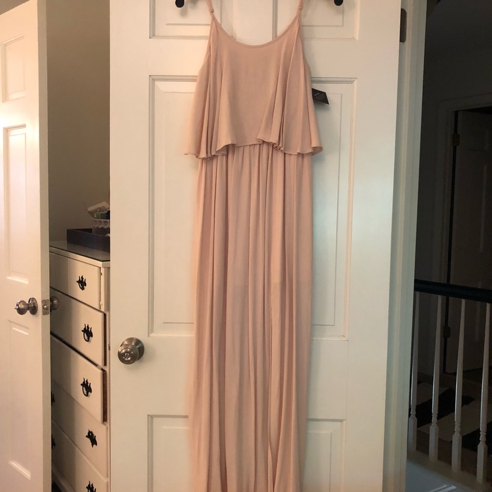 NWT Flounce Maxi Dress Small XS pink/mauve